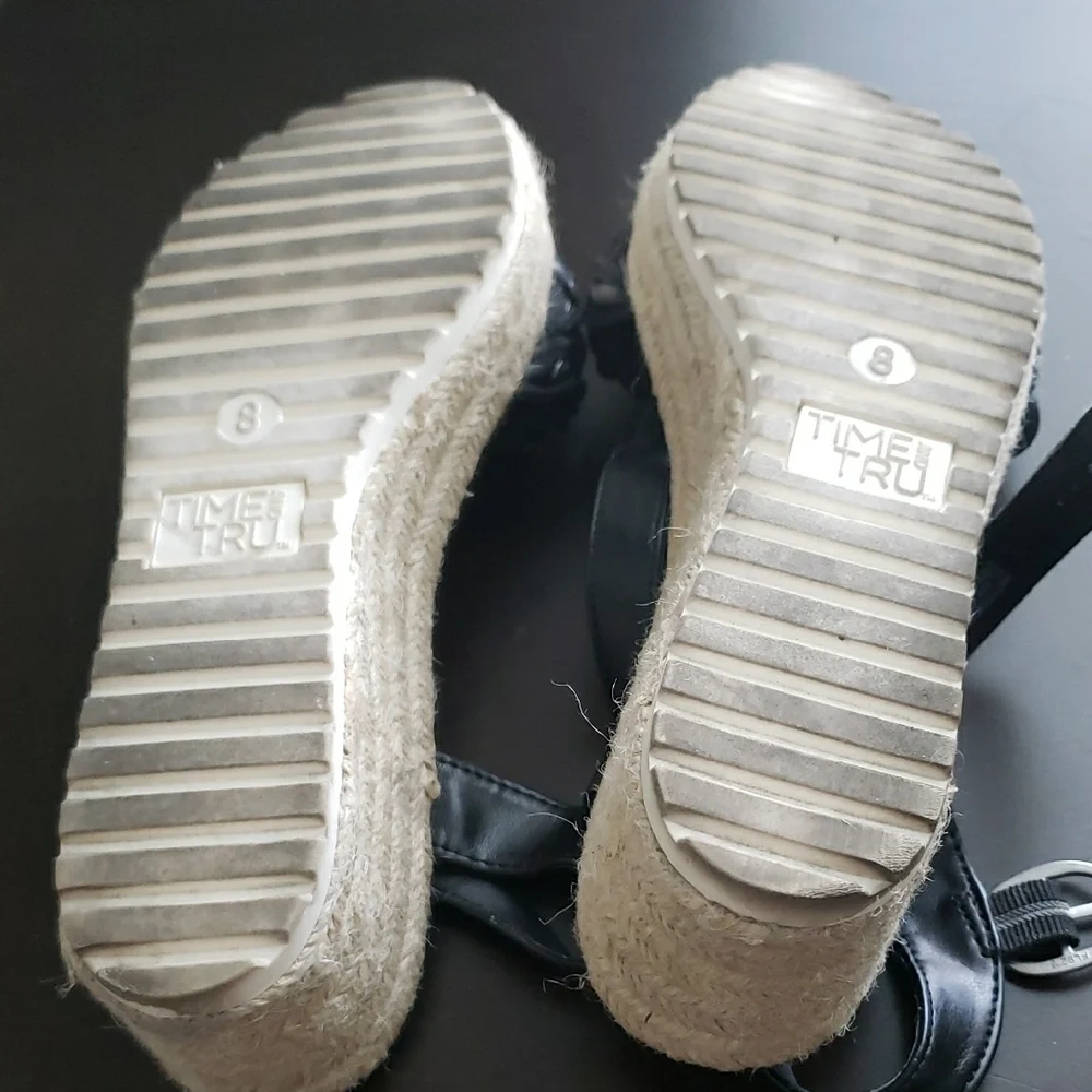 Time and Tru Black Espadrille Slingback Shoes